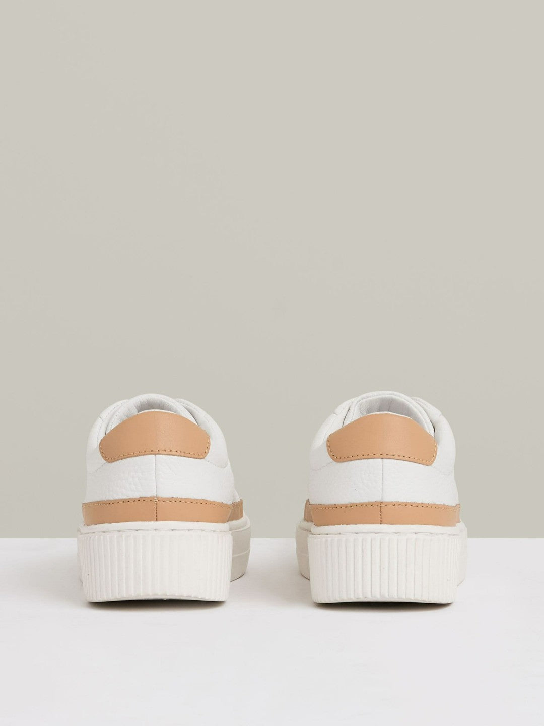 Grained Leather Platform Trainers Camel/White | Women