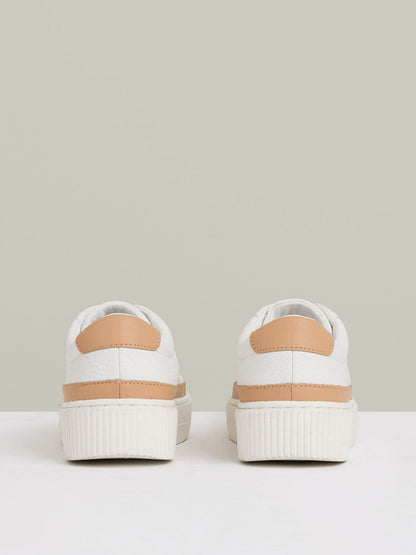 Grained Leather Platform Trainers Camel/White | Women