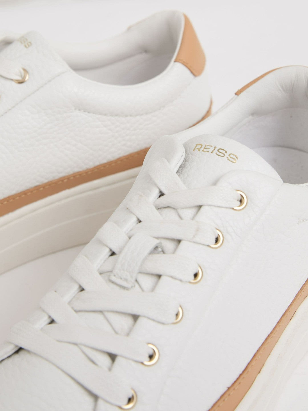 Grained Leather Platform Trainers Camel/White | Women