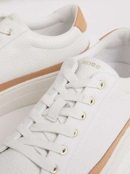 Grained Leather Platform Trainers Camel/White | Women