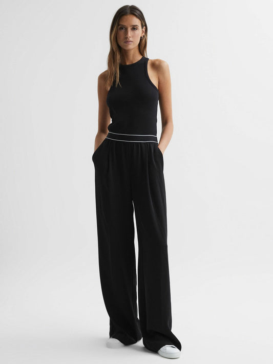 Wide Leg Elasticated Trousers Black | Women