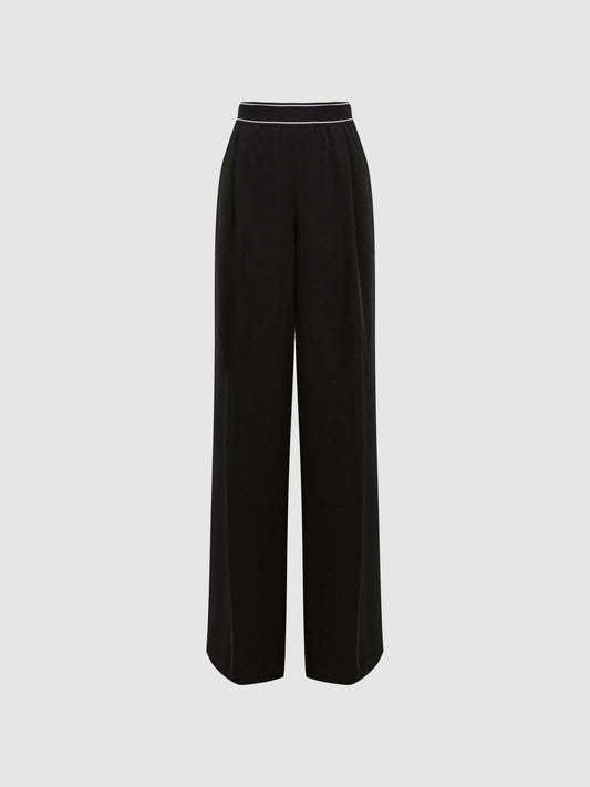 Wide Leg Elasticated Trousers Black | Women