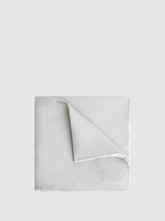 Plain Silk Pocket Square Silver | Men