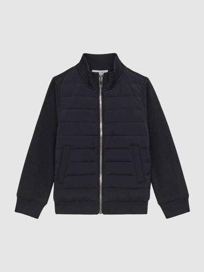 3-9 yrs Funnel Neck Quilted Hybrid Jacket Navy | Children & Baby