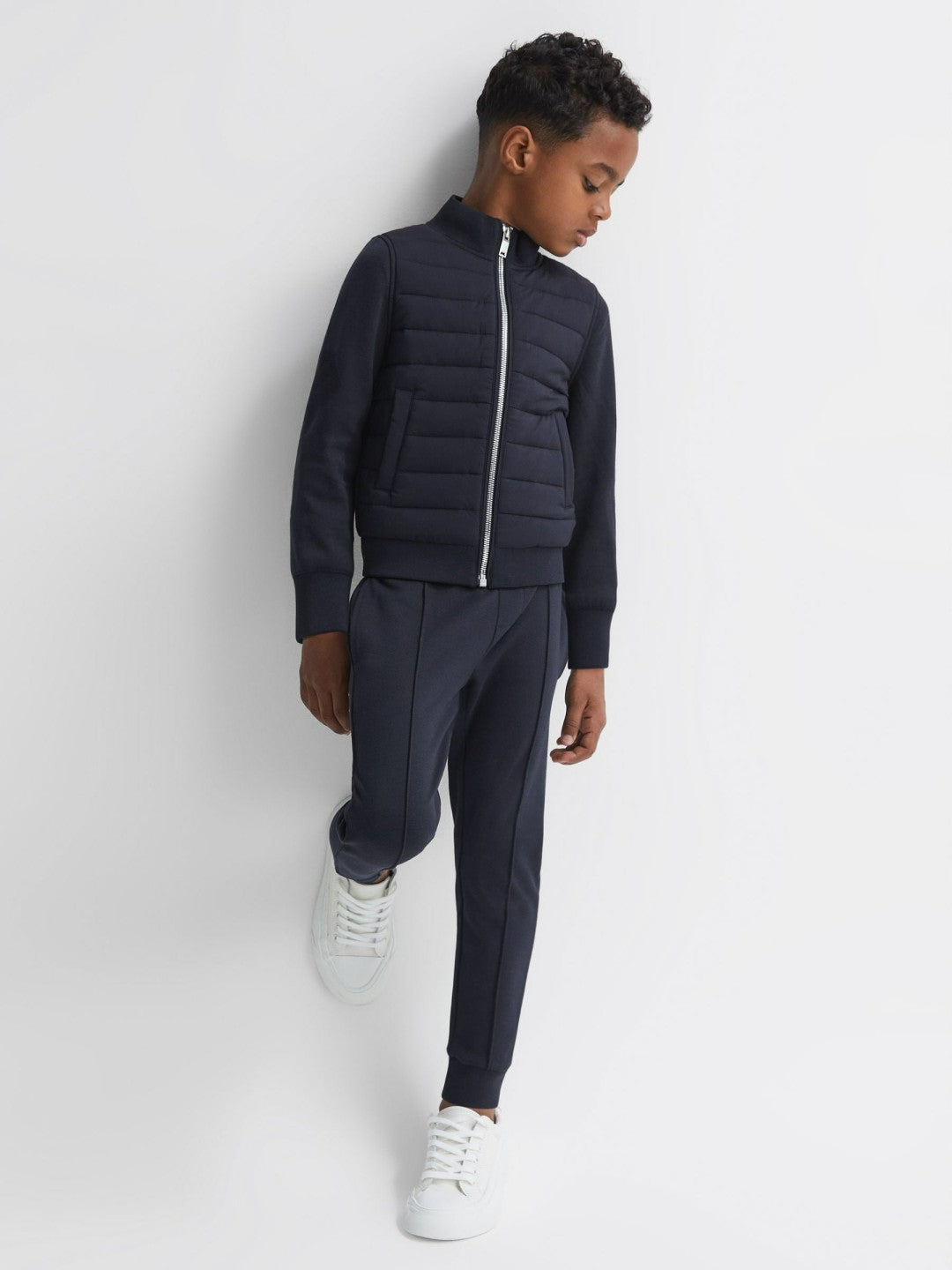3-9 yrs Funnel Neck Quilted Hybrid Jacket Navy | Children & Baby