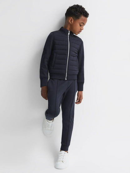 3-9 yrs Funnel Neck Quilted Hybrid Jacket Navy | Children & Baby
