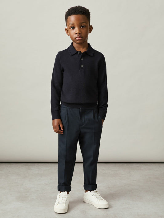 3-9 yrs Merino Wool Polo Shirt Navy | Children & Baby