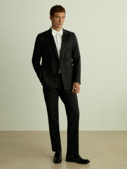 Double Breasted Tuxedo Slim Fit Jacket Black | Men
