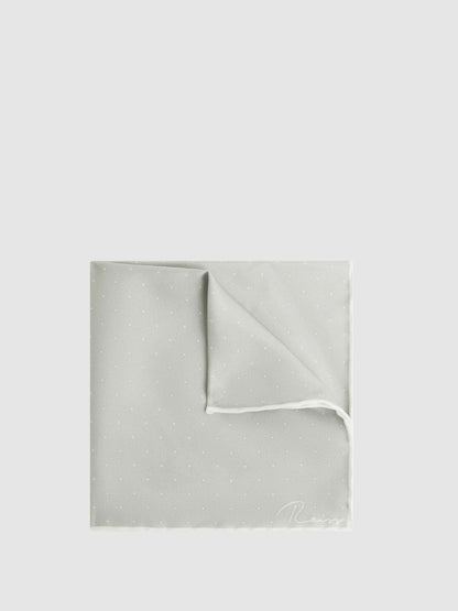 Polka Dot Silk Pocket Square Silver | Men