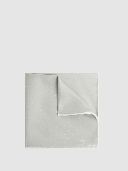 Polka Dot Silk Pocket Square Silver | Men