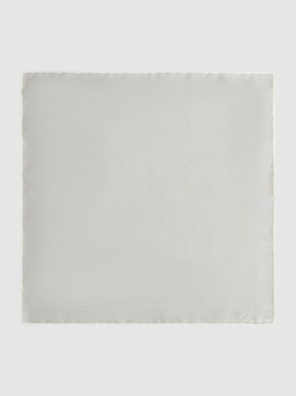 Polka Dot Silk Pocket Square Silver | Men