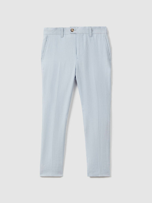 9-13 yrs Slim Fit Linen Adjustable Trousers Soft Blue | Children & Baby