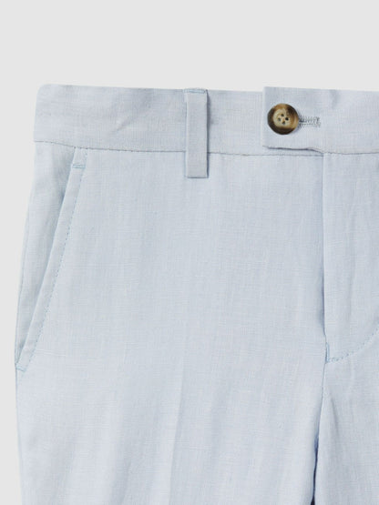 9-13 yrs Slim Fit Linen Adjustable Trousers Soft Blue | Children & Baby