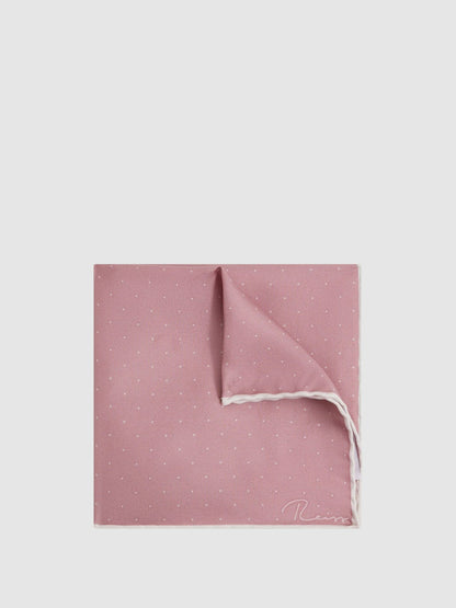 Polka Dot Silk Pocket Square Pink | Men