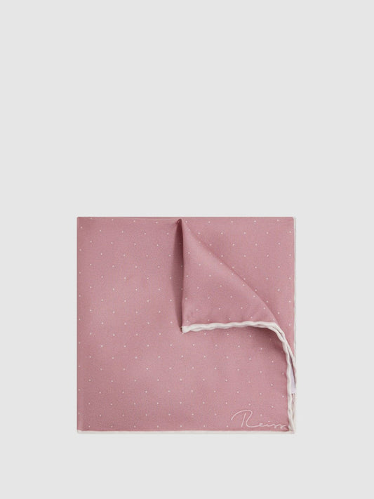 Polka Dot Silk Pocket Square Pink | Men