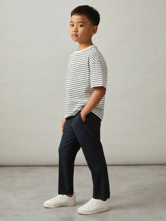 3-9 yrs Relaxed Elasticated Trousers with Turn-Ups Navy | Children & Baby