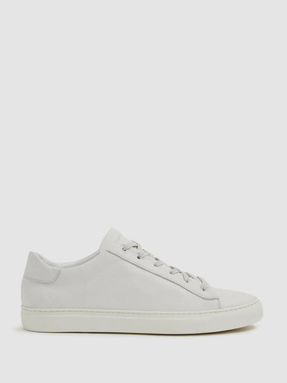 Harrys of London Grained Leather Trainers White | Men