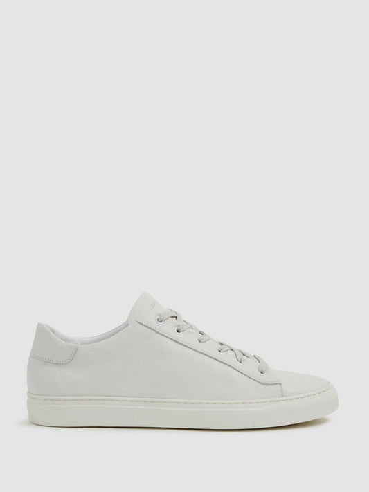 Harrys of London Grained Leather Trainers White | Men