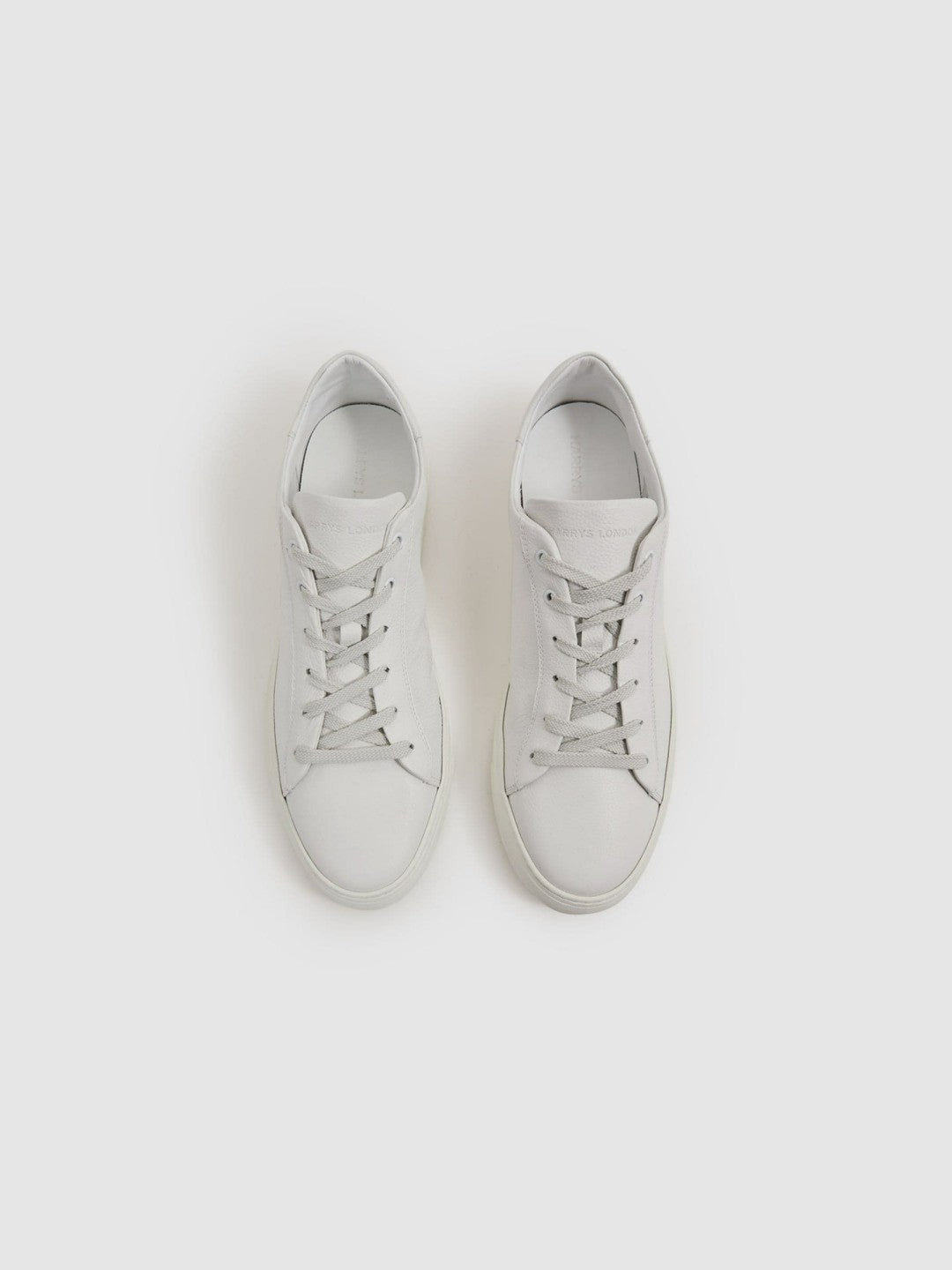 Harrys of London Grained Leather Trainers White | Men