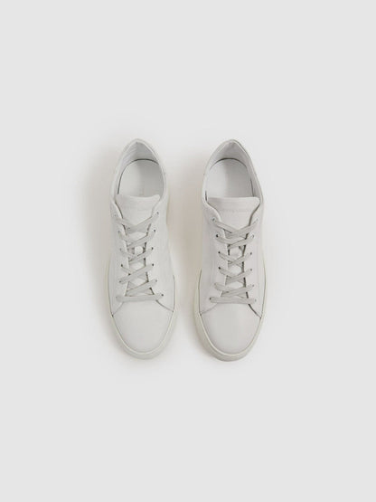 Harrys of London Grained Leather Trainers White | Men