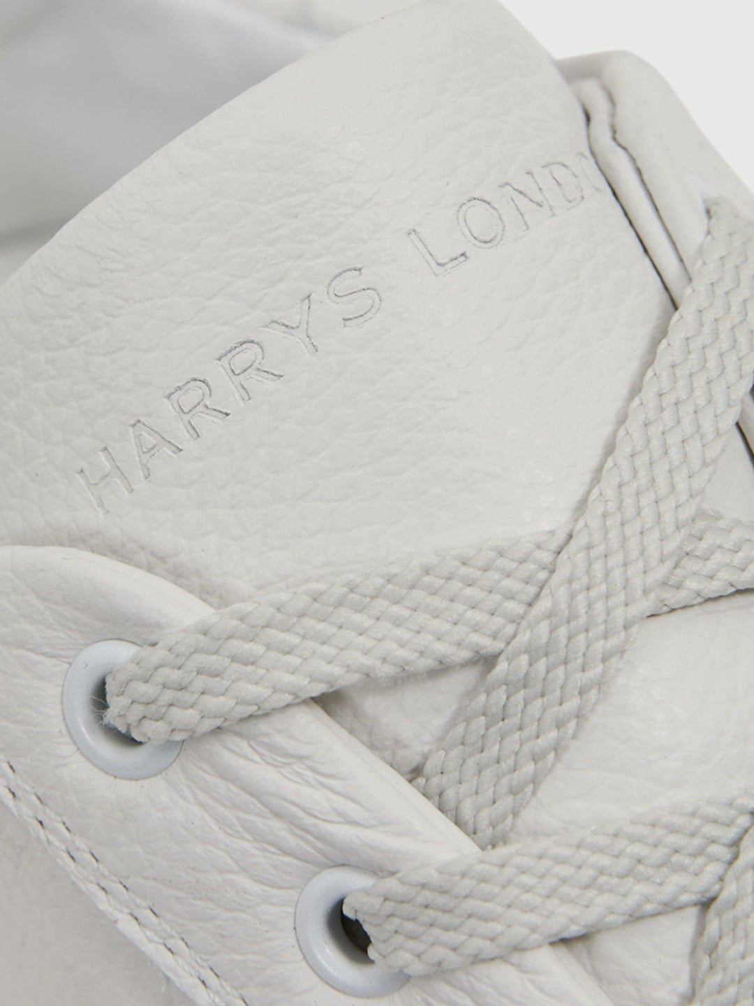 Harrys of London Grained Leather Trainers White | Men
