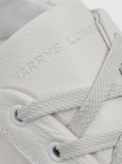 Harrys of London Grained Leather Trainers White | Men