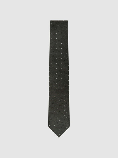 Polka Dot Silk Tie Dark Green | Men