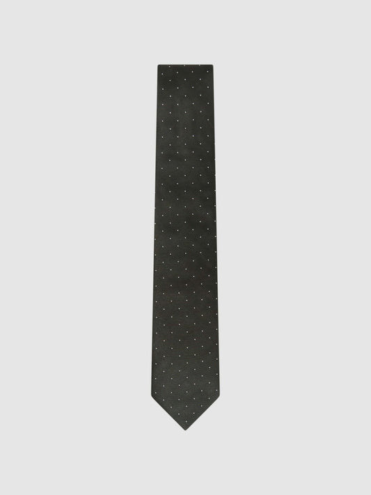 Polka Dot Silk Tie Dark Green | Men