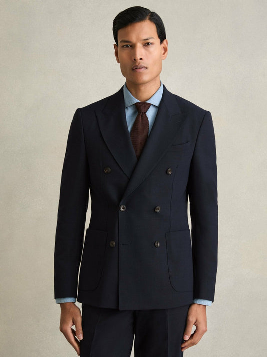 Double Breasted Suit Blazer Slim Fit Navy | Men