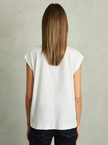 Cotton Capped Sleeve T-Shirt White | Women