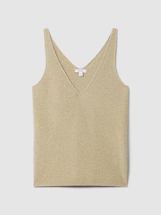 Metallic V-Neck Vest Gold | Women