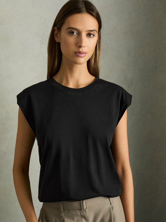 Cotton Capped Sleeve T-Shirt Black | Women
