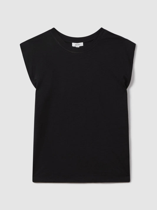 Cotton Capped Sleeve T-Shirt Black | Women
