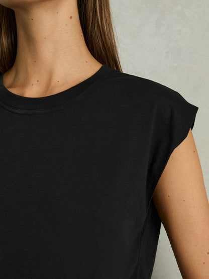 Cotton Capped Sleeve T-Shirt Black | Women