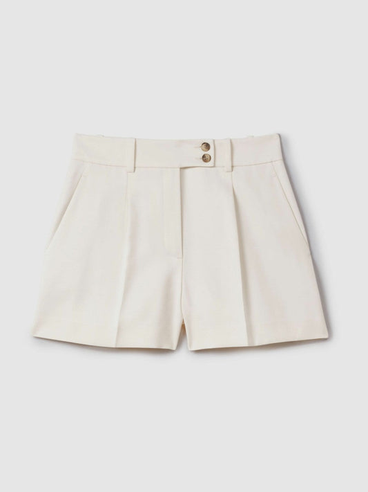 Front Pleat Tailored Shorts Cream | Women