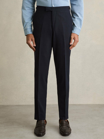 Slim Fit Side Adjuster Trousers Navy | Men