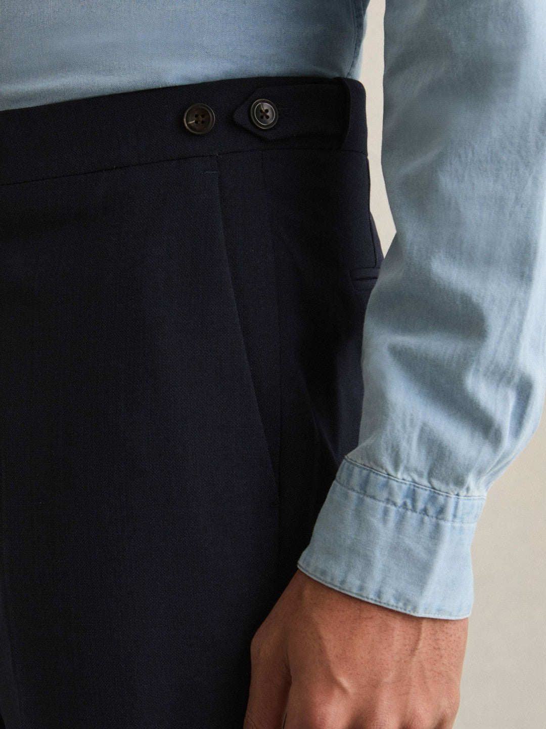 Slim Fit Side Adjuster Trousers Navy | Men