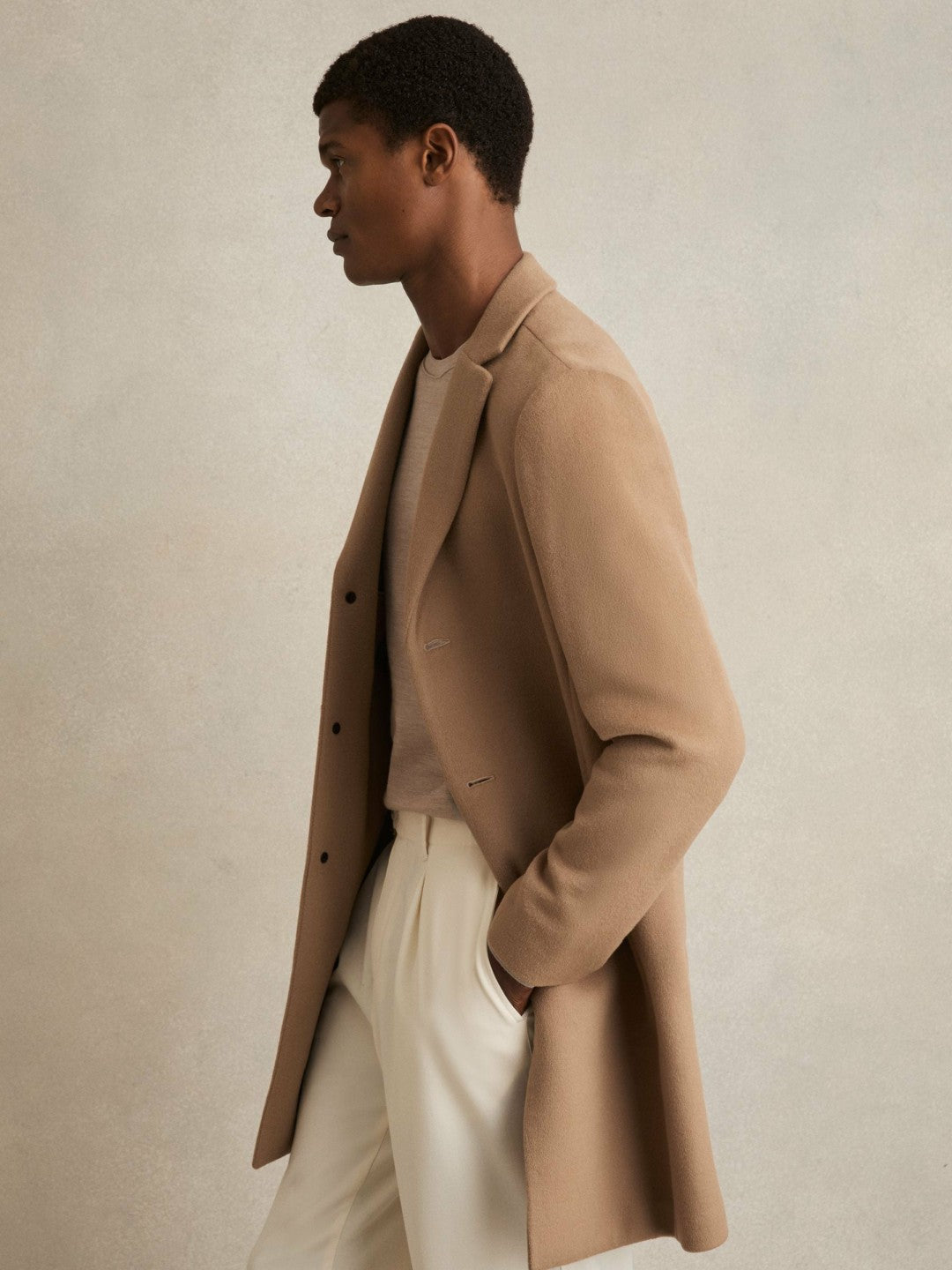 Wool Blend Single Breasted Epsom Overcoat Camel | Men