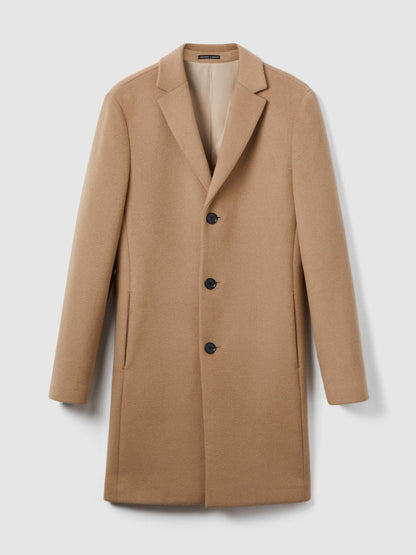 Wool Blend Single Breasted Epsom Overcoat Camel | Men