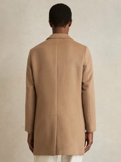 Wool Blend Single Breasted Epsom Overcoat Camel | Men