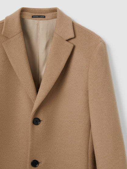 Wool Blend Single Breasted Epsom Overcoat Camel | Men