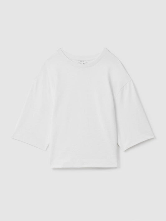 Oversized Cotton Crew Neck T-Shirt White | Women