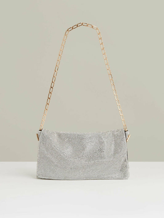 Embellished Chainmail Shoulder Bag Silver | Women
