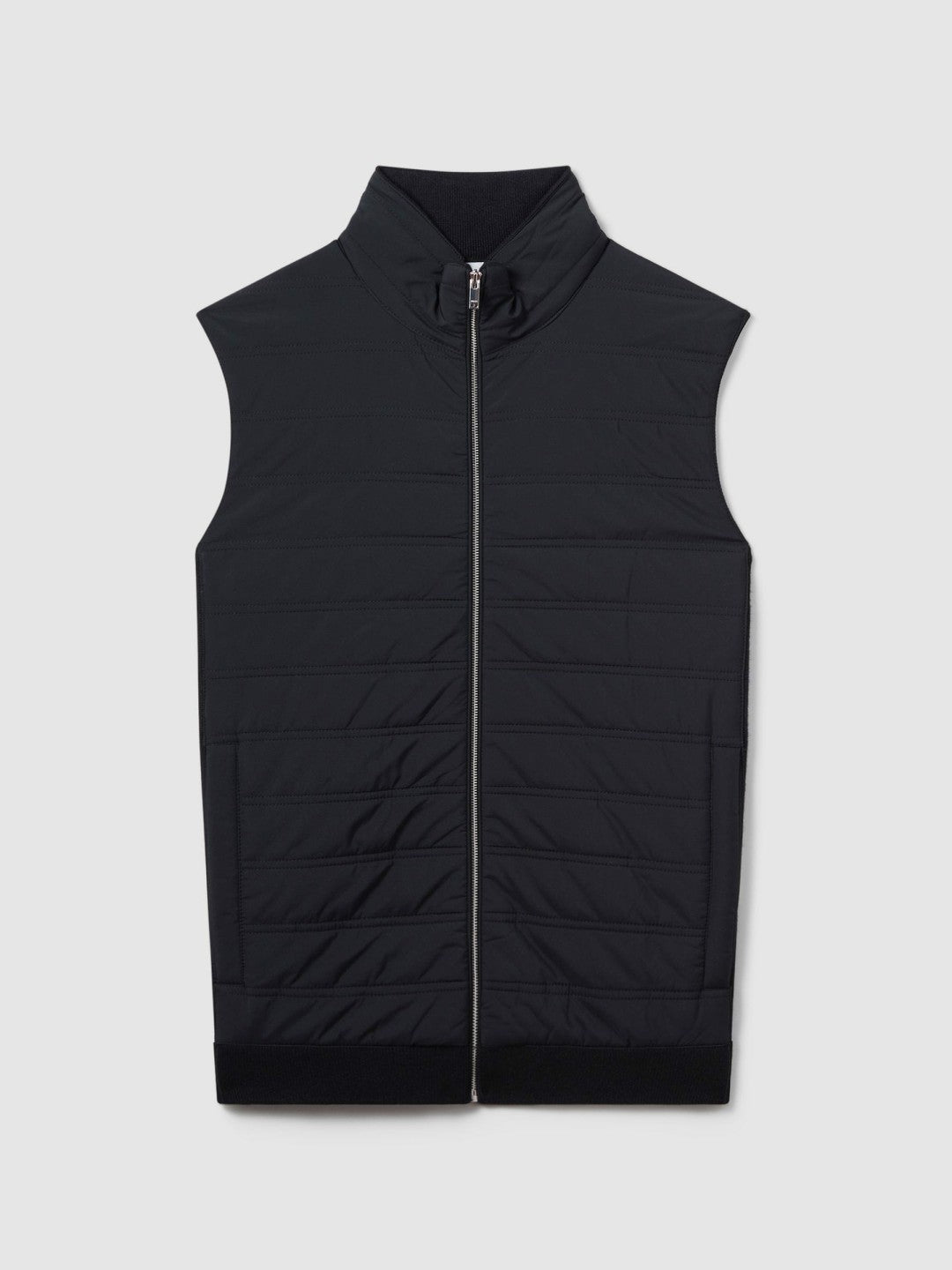 Hybrid Quilt and Knit Zip-Through Gilet Navy | Men