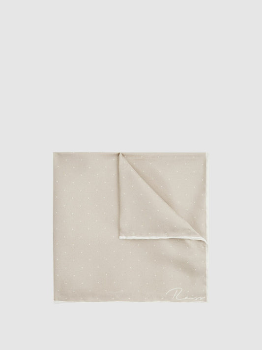 Polka Dot Silk Pocket Square Stone | Men