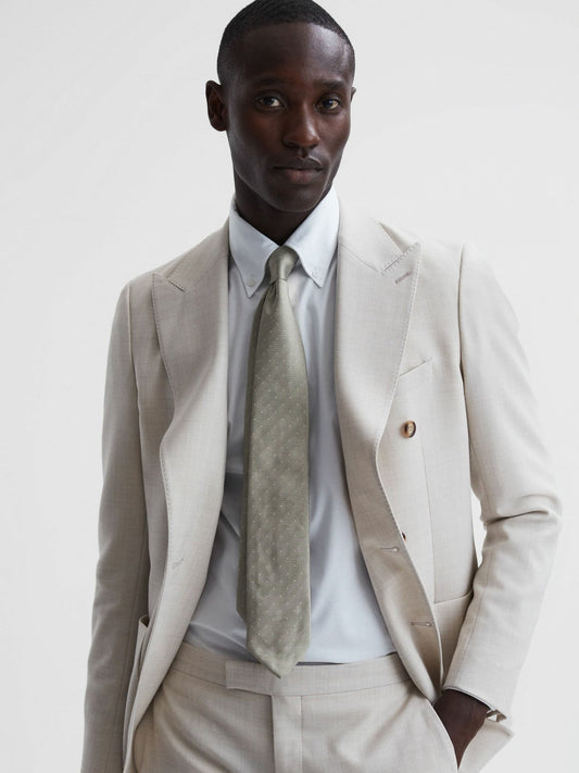 Polka Dot Silk Tie Champagne | Men