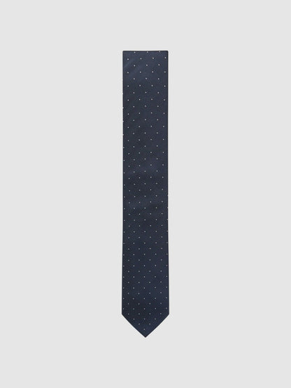 Polka Dot Silk Tie Navy | Men