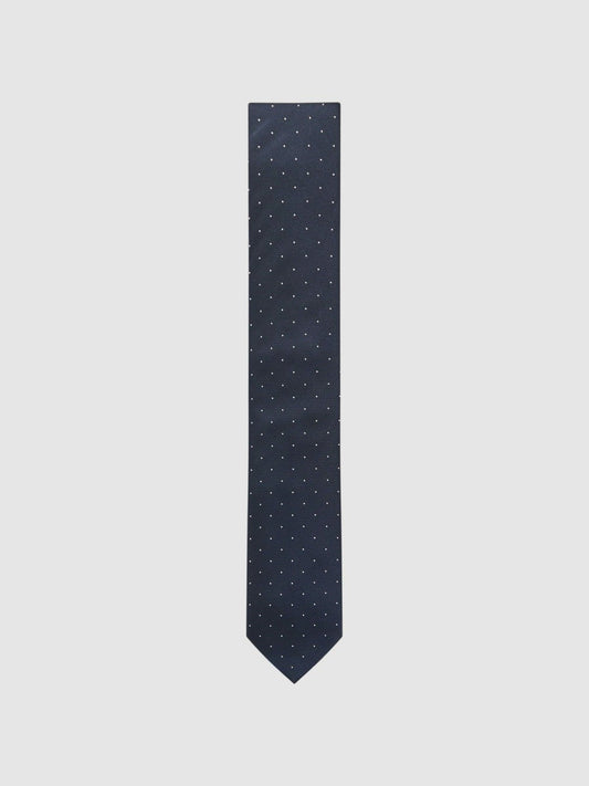 Polka Dot Silk Tie Navy | Men