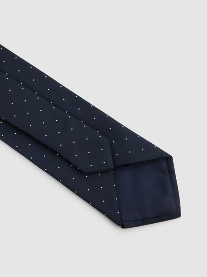 Polka Dot Silk Tie Navy | Men