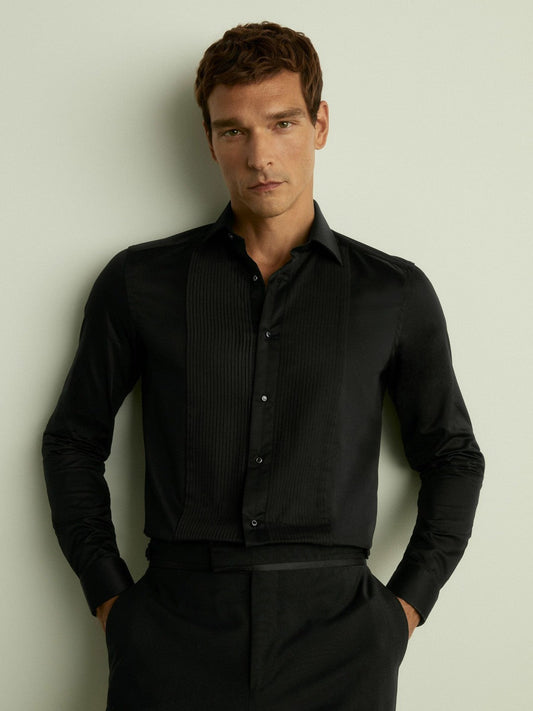 Slim Fit Cotton Dinner Shirt Black | Men